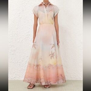 Zimmermann Sunset Pastel Maxi Dress size AU 1